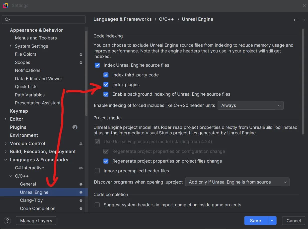 Rider settings to index plugins